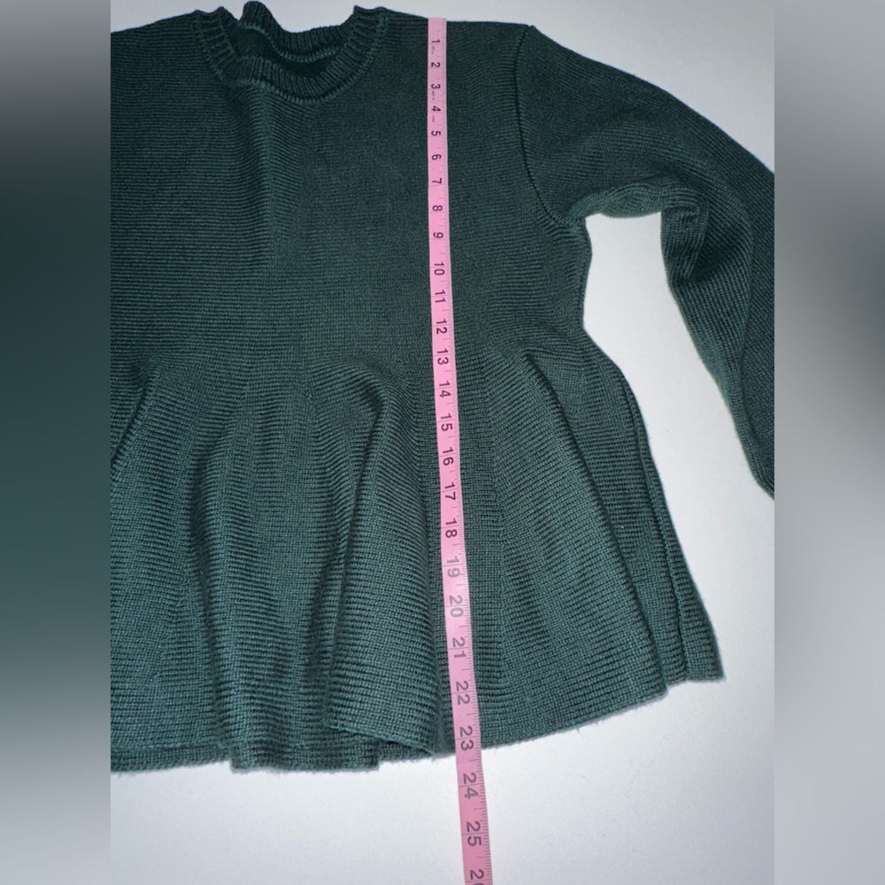 ADEAM Intermix “Wendy” forest green peplum knit sweater top L - Picture 11 of 12